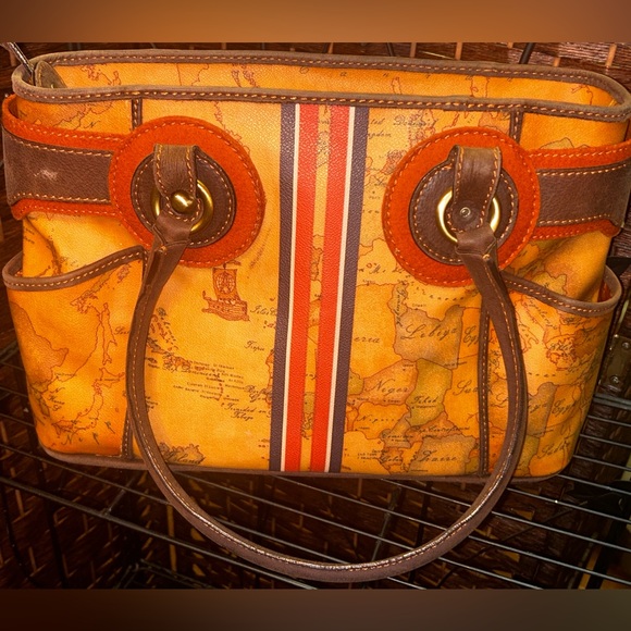 Alviero Martini Handbag. Luxury Italian Leather & Suede. GEO MAP Collection. EUC - Picture 3 of 11